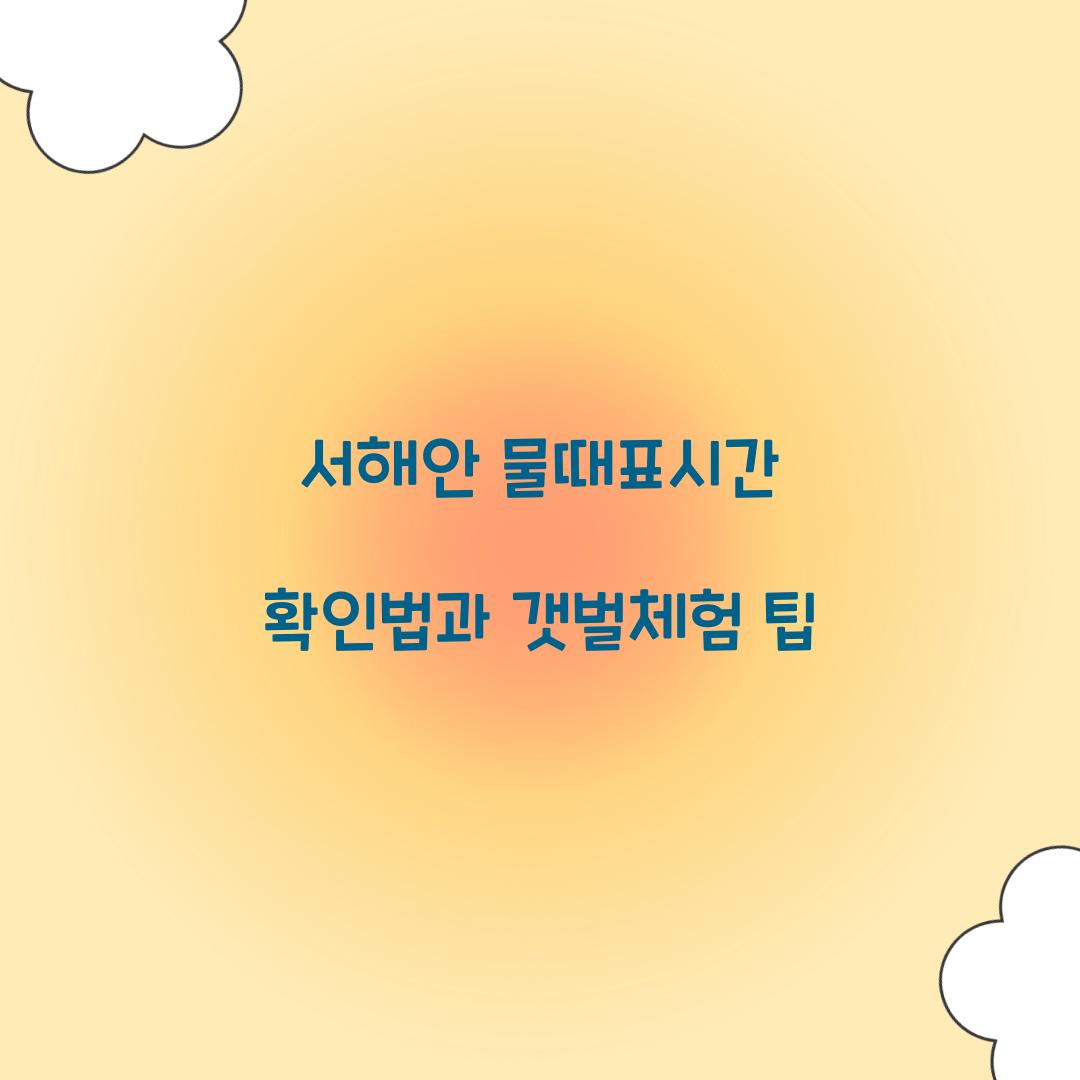 서해안 물때표시간