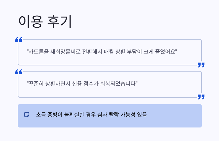 새희망홀씨대출 이용 후기 2