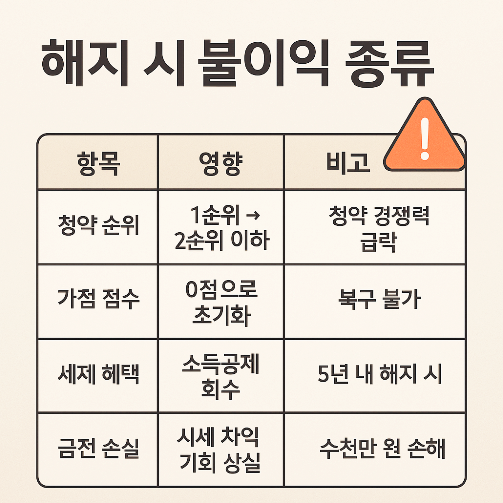 청약통장해지시불이익