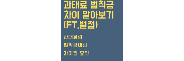 과태료 범칙금 차이 목차