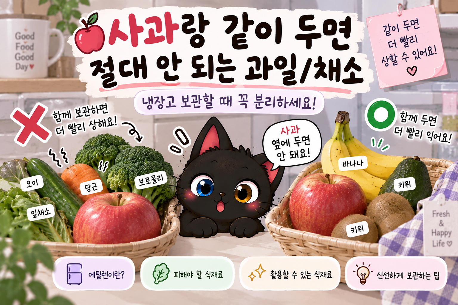 사과 옆에 두면 빨리 시드는 과일과 채소, 냉장고 보관할 때 꼭 분리하세요