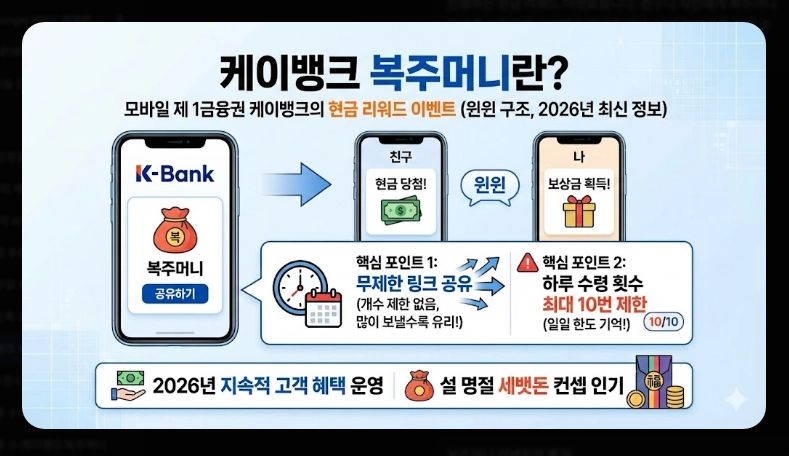 케이뱅크 복주머니 받는 법 [하루 최대 10번] 보상금 지급 조건 및 주의사항 총정리