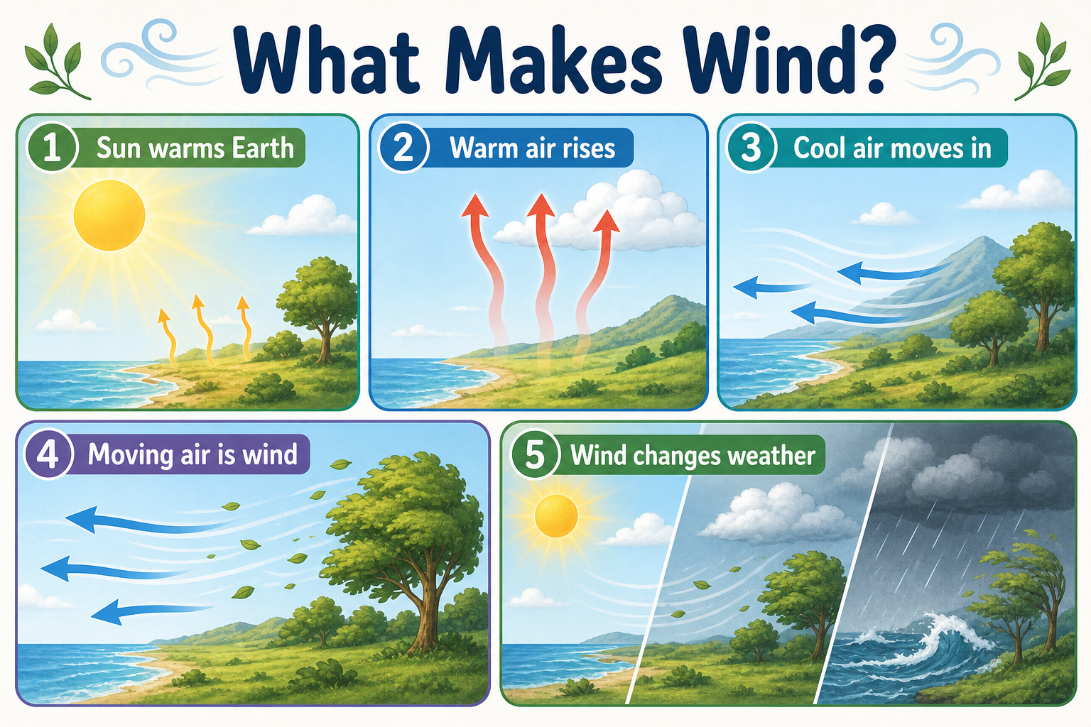 Infographic explaining what makes wind