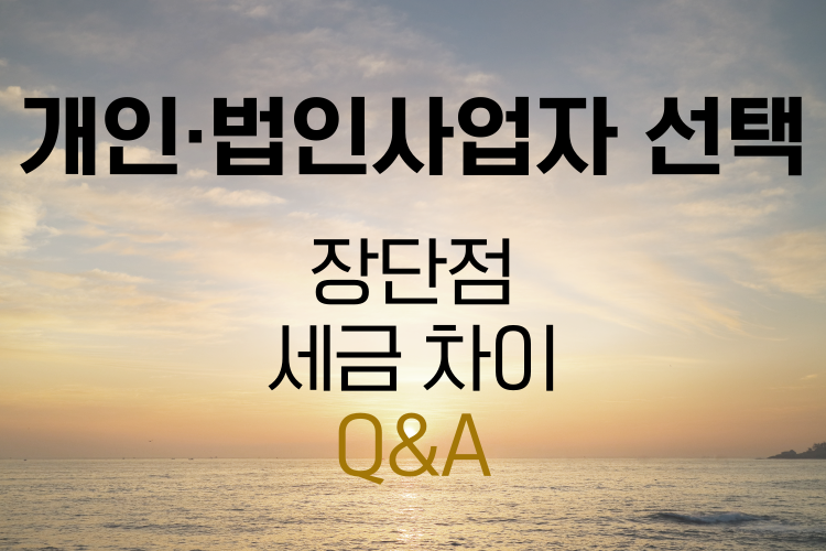 개인 법인사업자 장단점