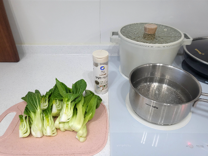 청경채 데치기