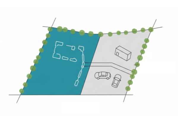건폐율 60%를 시각적으로 설명하는 토지 도해