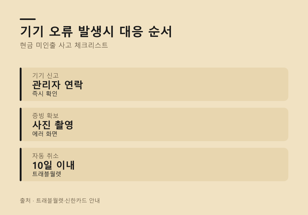 현금이 나오지 않았는데 왜 승인 문자가 올까요?