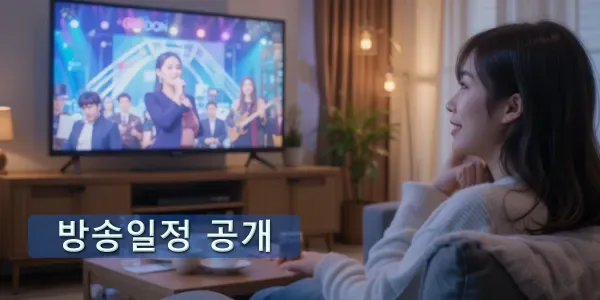 미스트롯4 방송을 시청하는 여성의 모습