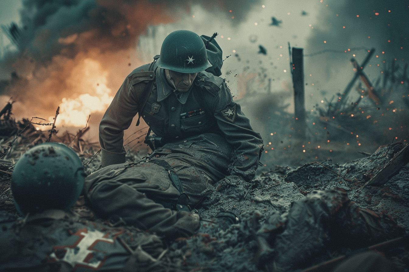 부상당한-병사를-보호하는-전쟁-영웅