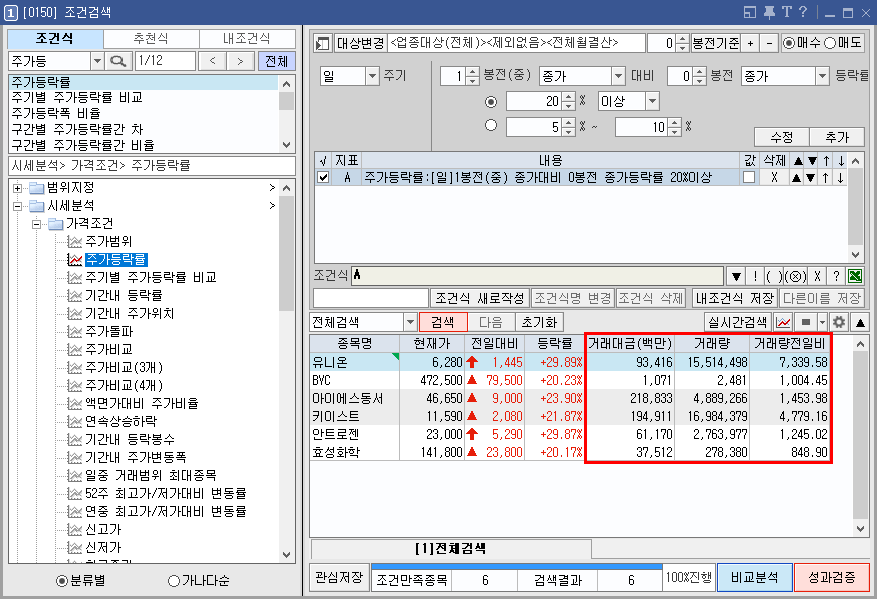 조건검색기 필드 설정 1)