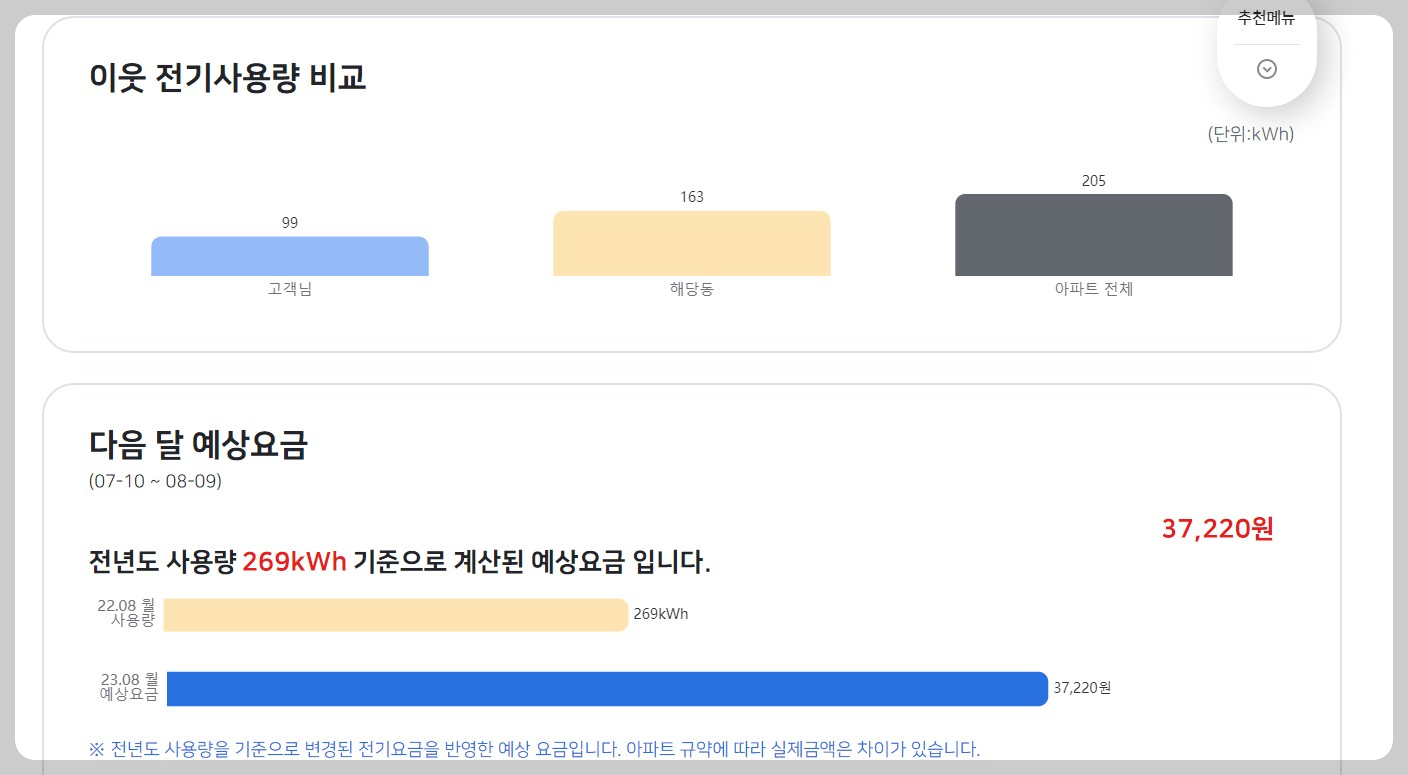 이웃 전기 사용량 비교