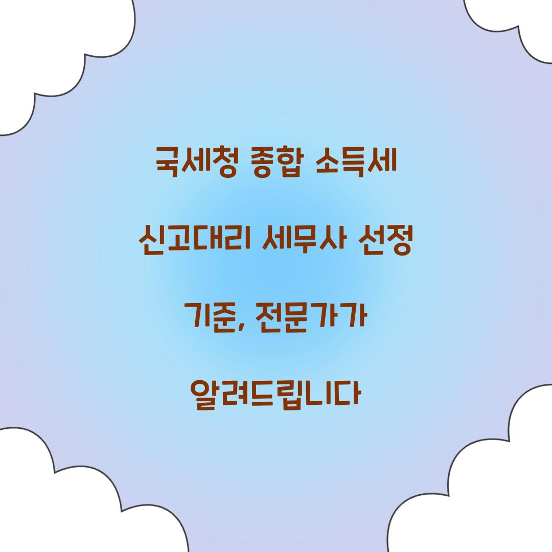 국세청 종합 소득세 신고대리 세무사 선정 기준