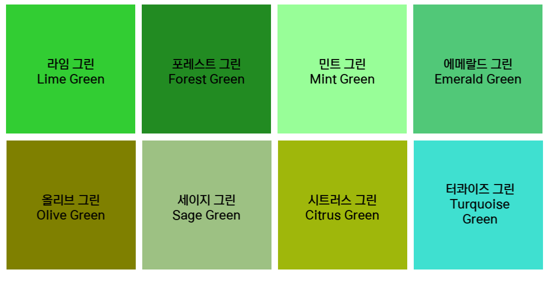 초록색의 종류