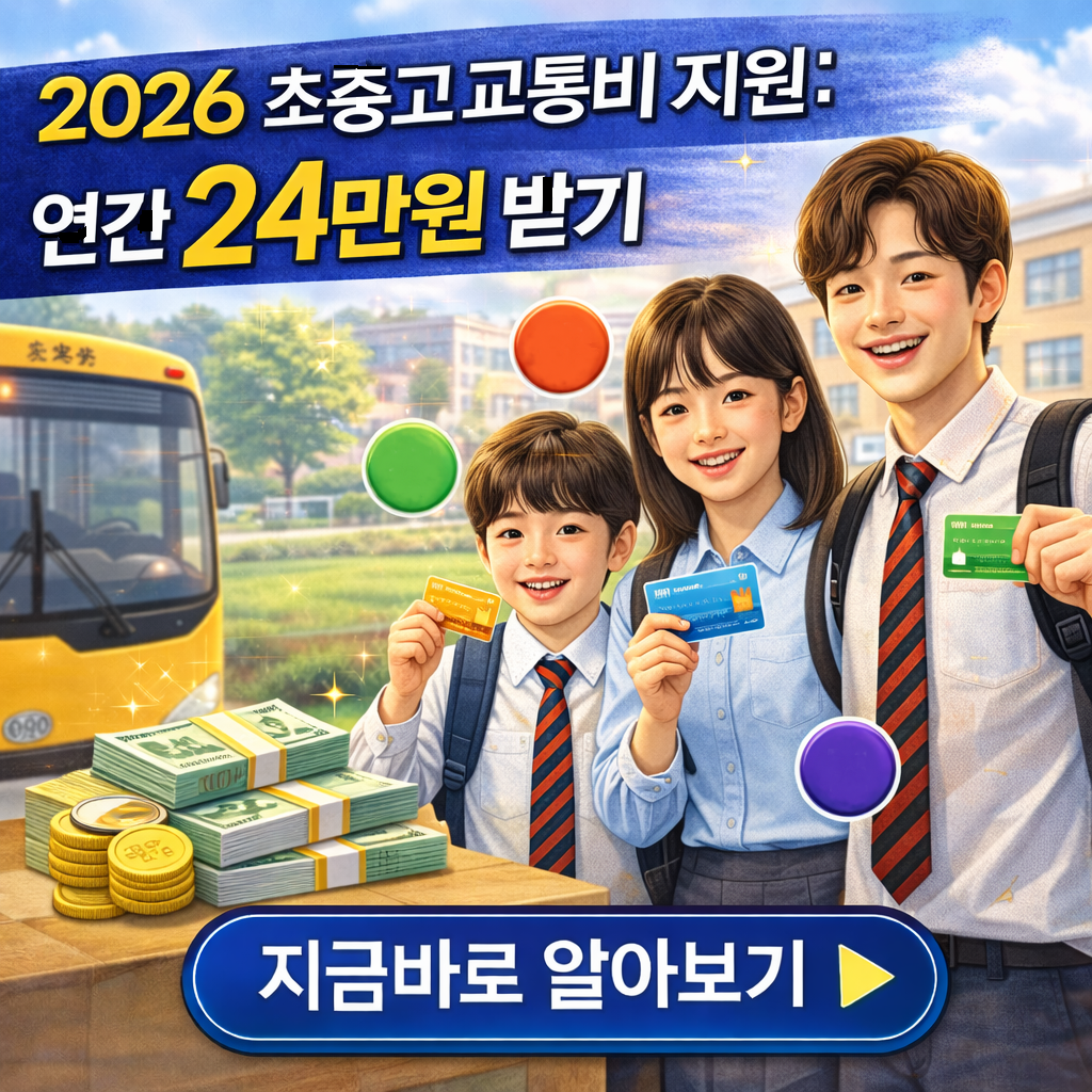 2026 초중고 교통비 지원 신청방법: 연간 24만원 현금 환급받기