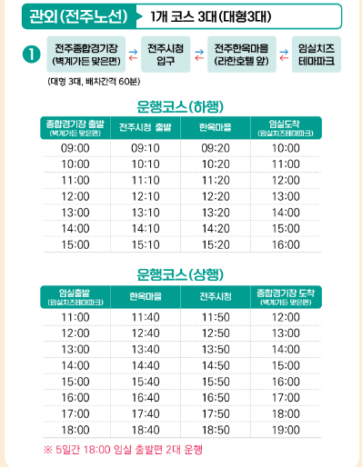 외(전주노선) 무료셔틀버스