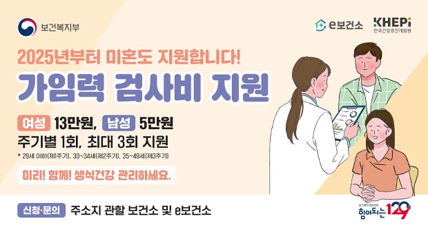 2025 가임력 검사비 지원 확대, 미혼 남녀도 최대 3회 13만원 혜택? 출산 준비 필수 체크!