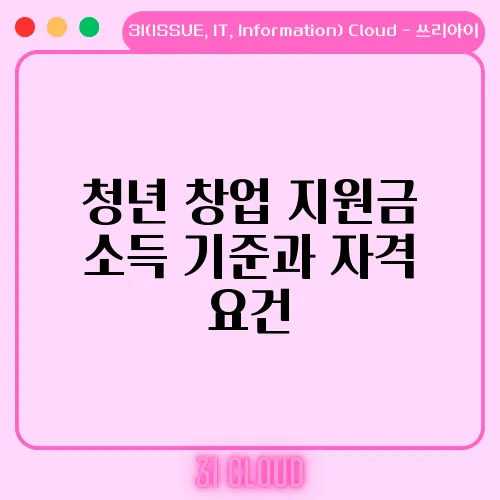 청년 창업 지원금 소득 기준과 자격 요건