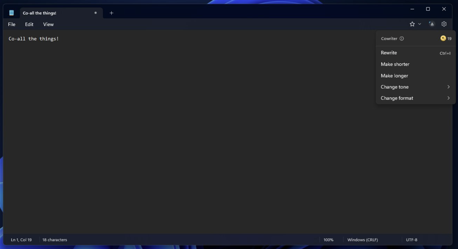 윈도우11 메모장 (notepad) 에 AI 기능이 추가 된다.