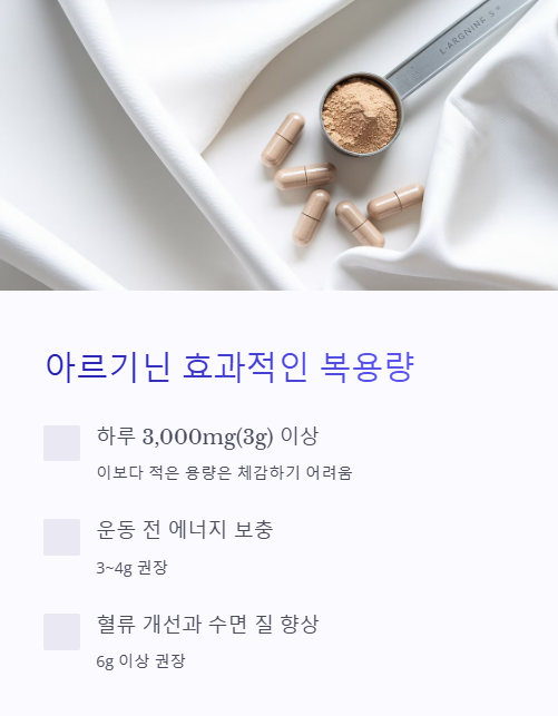 아르기닌 효과적인 복용량