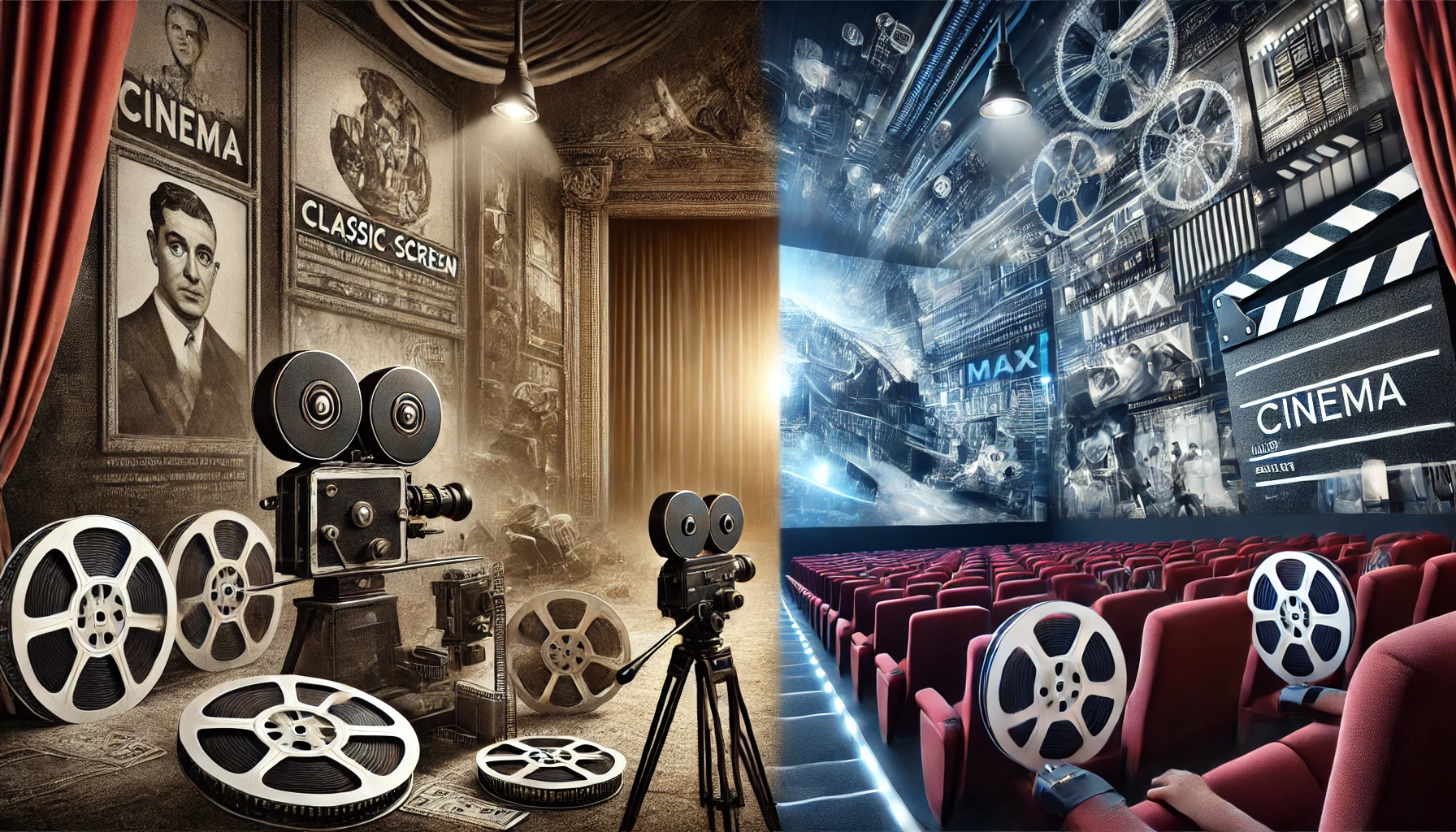 과거 영화와 현재 영화를 보여주는 사진