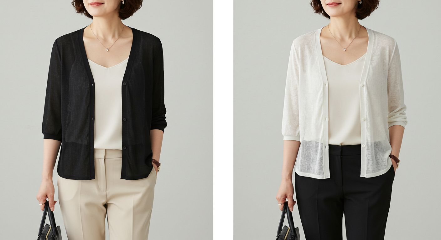 중년여성 봄 가디건