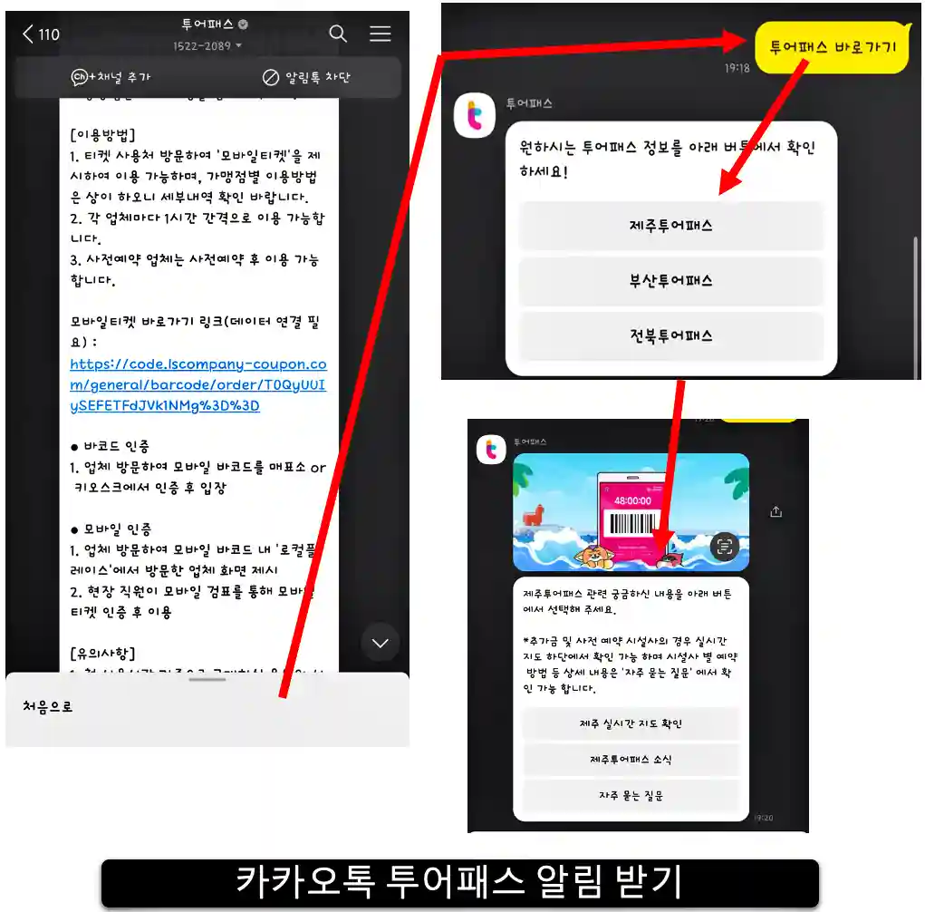 카카오톡 페이지를 활용한 투어패스 실시간 지도 확인 방법