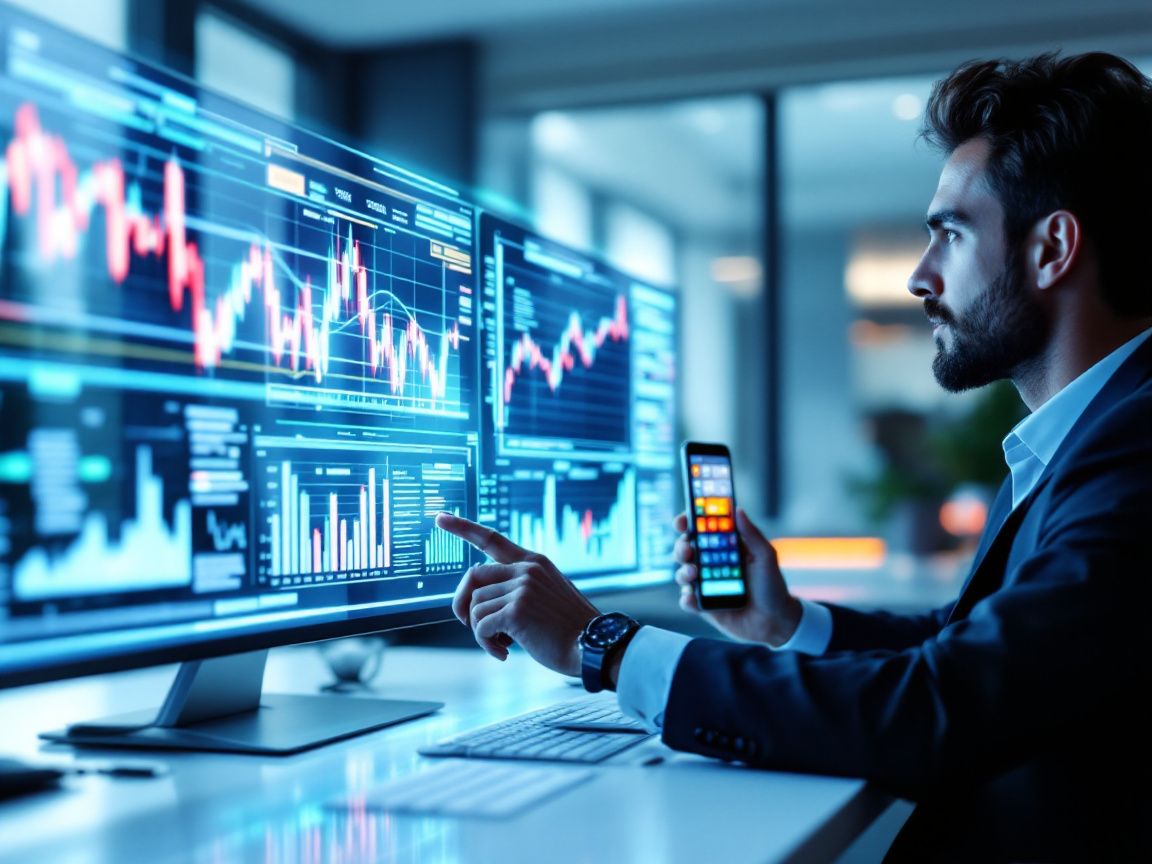 A man is watching stock index.