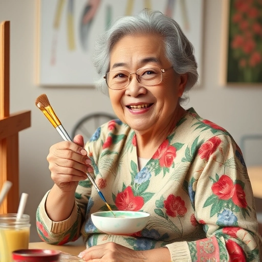 그림을 그리는 시니어 여성