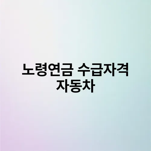 노령연금 수급자격 자동차