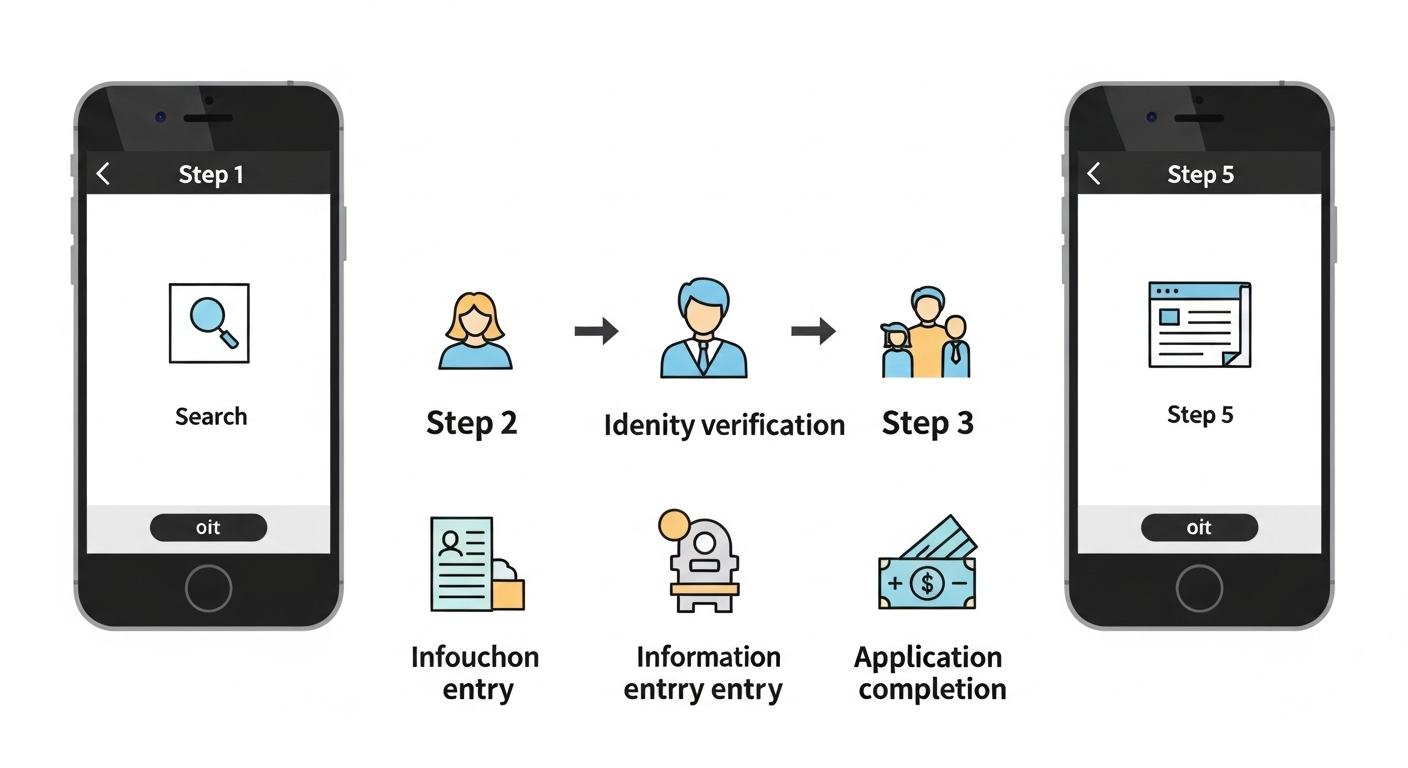 어플을 통해 진행하는 국민행복카드 신청 시퀀스