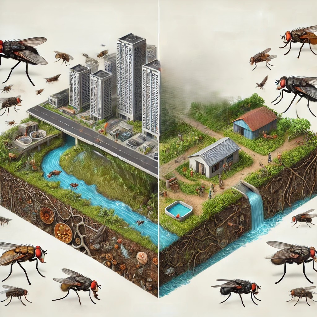 도시와 시골의 환경 차이 사진