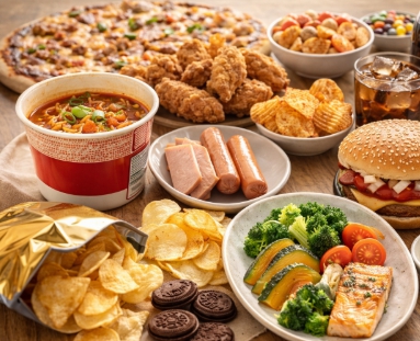 가공식품 섭취가 건강을 해치는 이유를 표현한 이미지