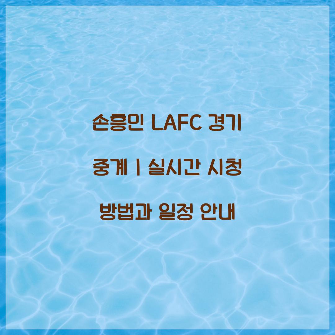 손흥민 LAFC 경기 중계