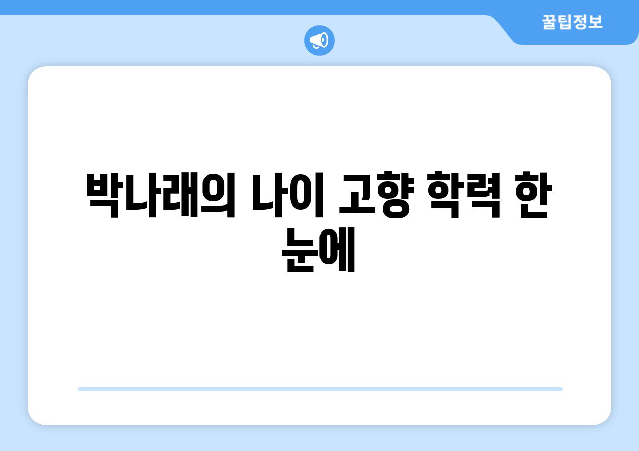 박나래의 나이 고향 학력 한 눈에