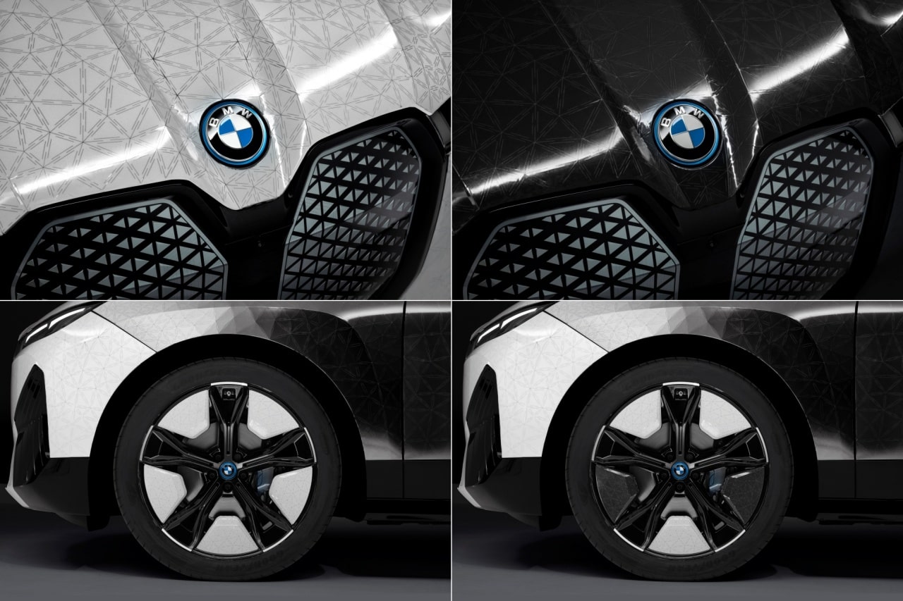 BMW iX 플로우에서 보닛과 휠 캡 색깔이 이렇게 바뀝니다.