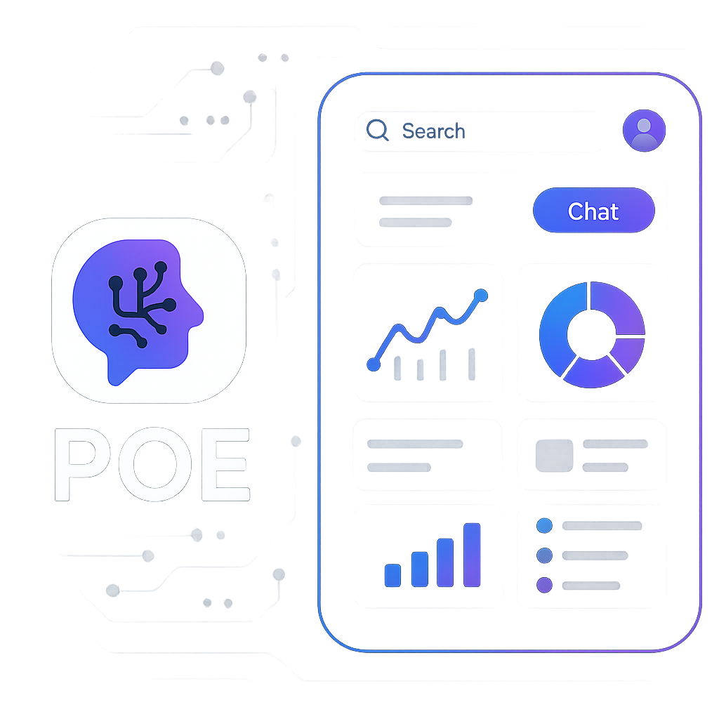Poe AI 플랫폼의 로고와 인터페이스