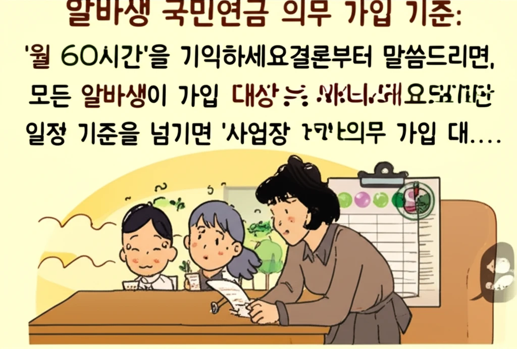 주말 및 단기 알바 국민연금 가입 기..