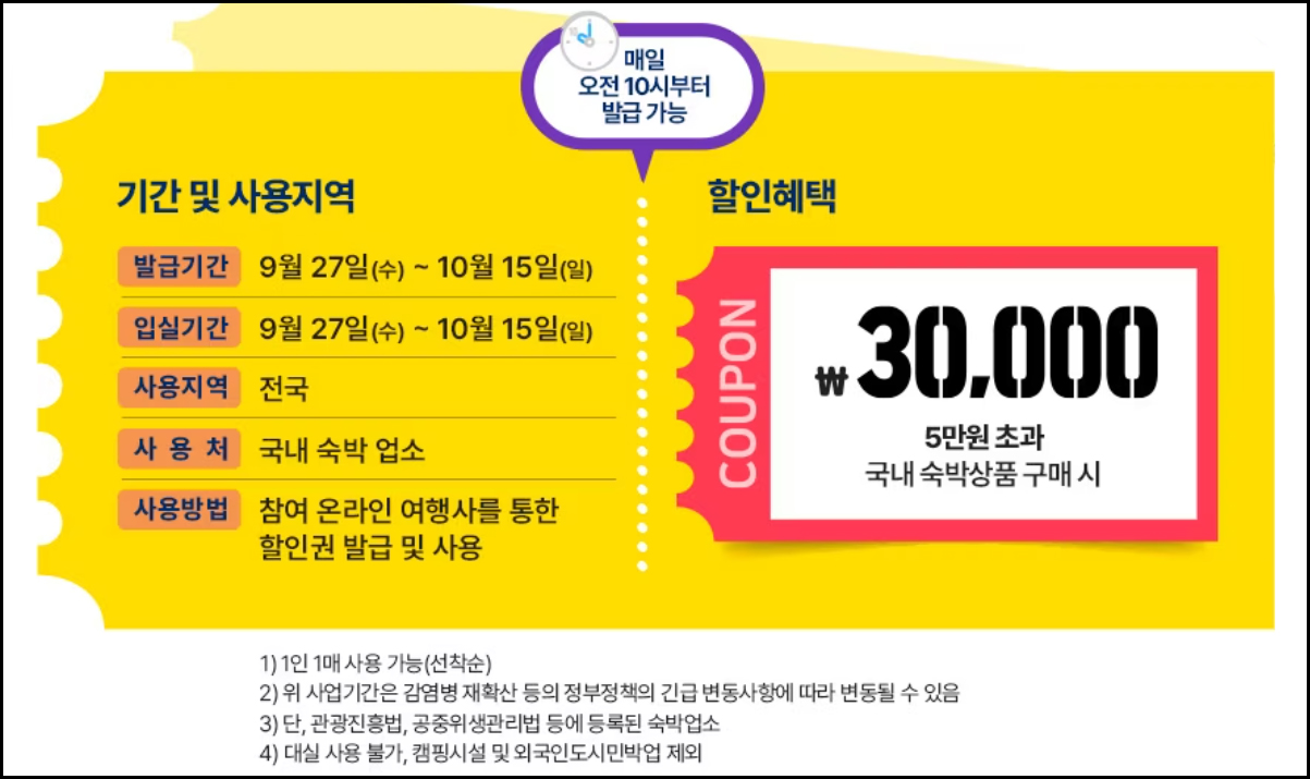 추석연휴 숙박세일 페스타 안내 및 주의사항 사진