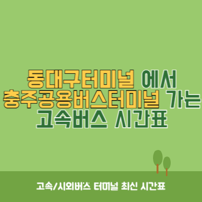 동대구터미널에서 충주공용버스터미널 가는 고속버스 시간표 최신정보