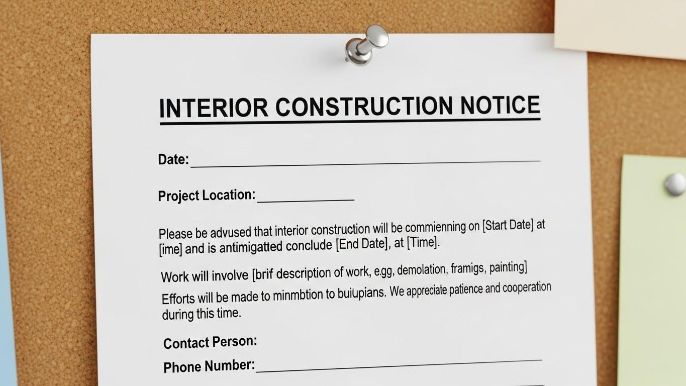 인테리어 공사 안내문 양식
