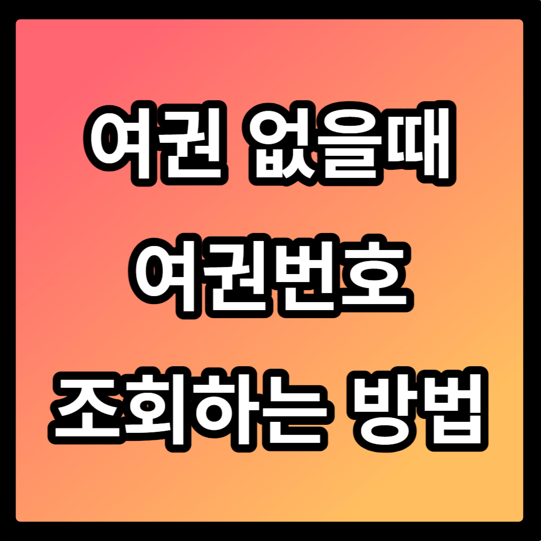 여권없이 번호 조회하는 방법