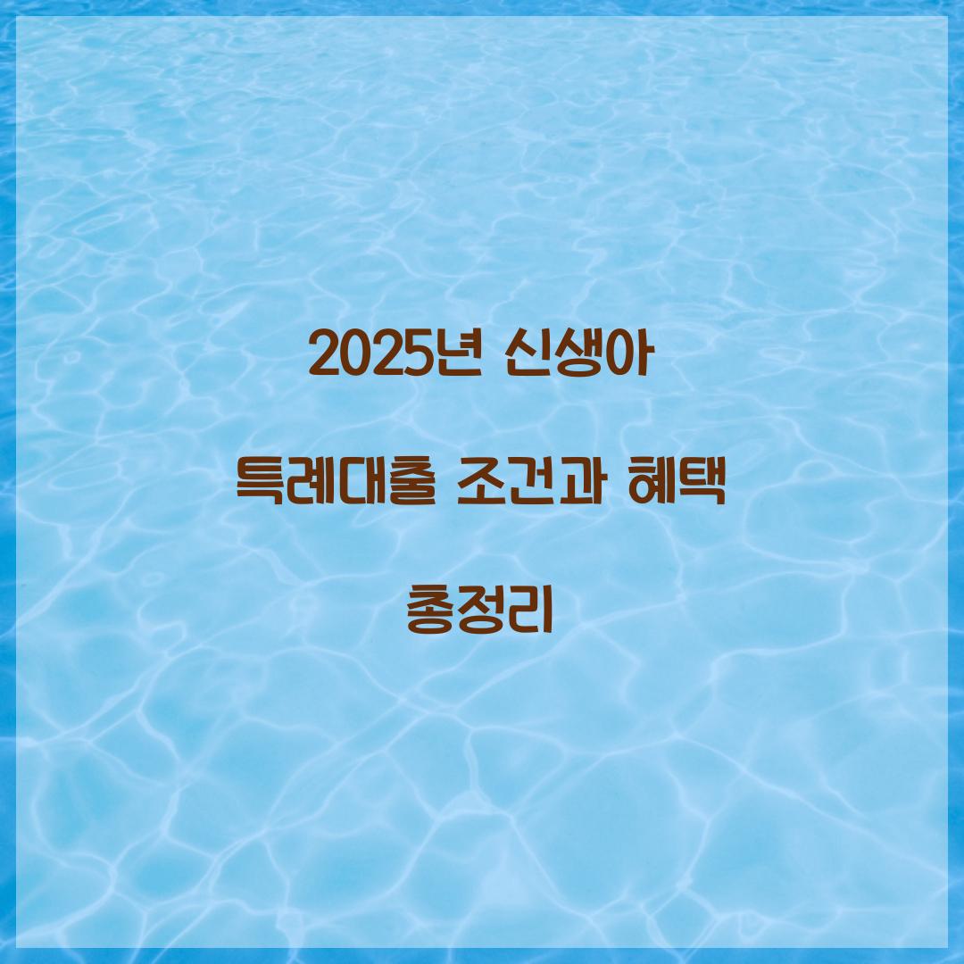 2025년 신생아 특례대출 조건