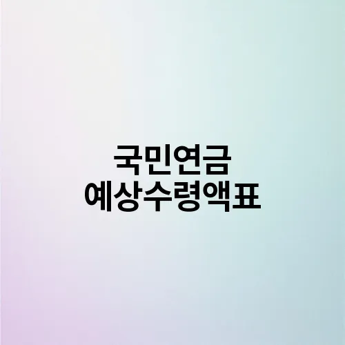 국민연금 예상수령액표