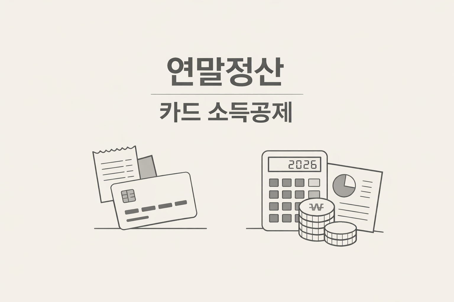 2026 연말정산 카드 소득공제 한도를 계산하는 미니멀 대표 이미지