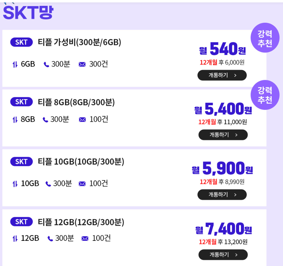 티플러스 요금제 추천, 6월 알뜰폰 요금제