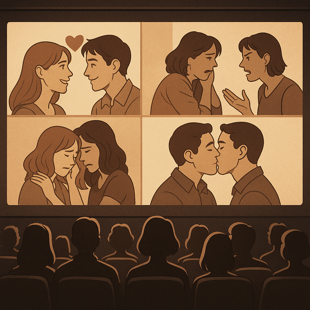 영화관 스크린 속에는 연인들의 다양한 장면