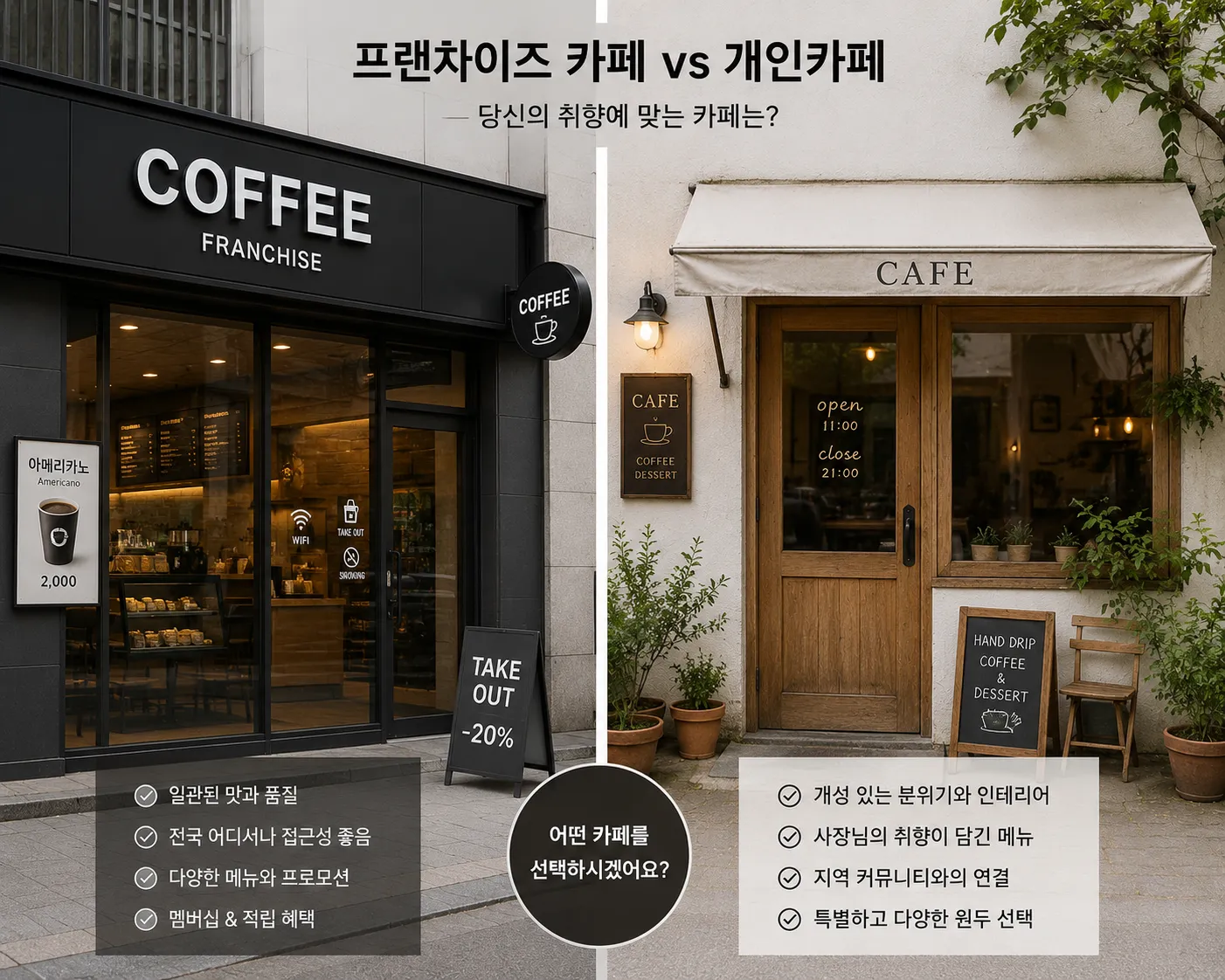 프랜차이즈 카페와 개인카페 비교
