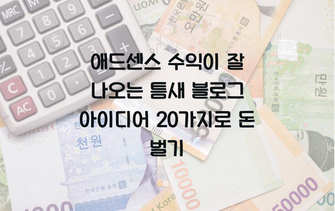 애드센스 수익이 잘 나오는 틈새(Niche) 블로그 아이디어 20가지