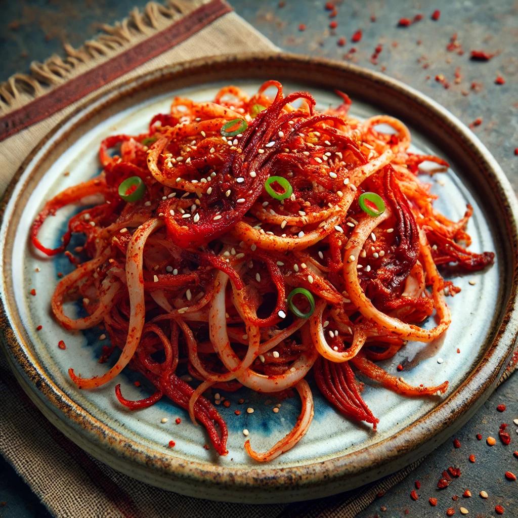 남은 김장양념으로 만든 무말랭이 오징어젓