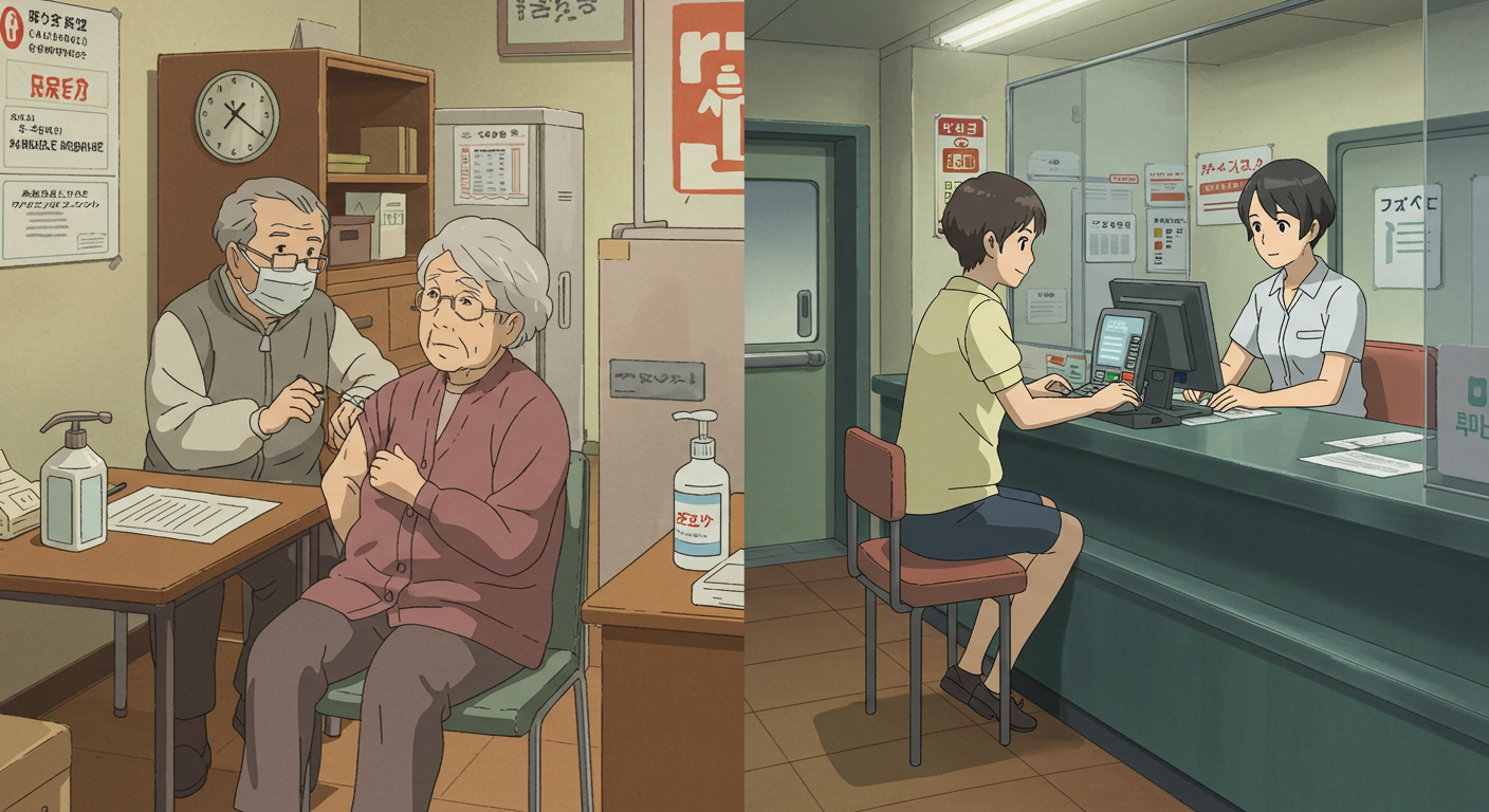 보건소 무료접종과 병원 유료접종 비교 장면